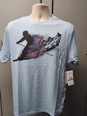 Spyder Light Blue Short Sleeve Graphic Ski Tee Medium Nwt